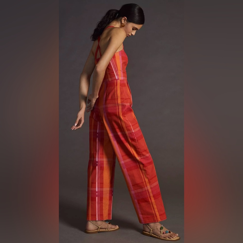 Anthropologie Corey Lynn Calter Ayla Wide Leg Women’s Size M Red Orange Jumpsuit - Picture 7 of 16
